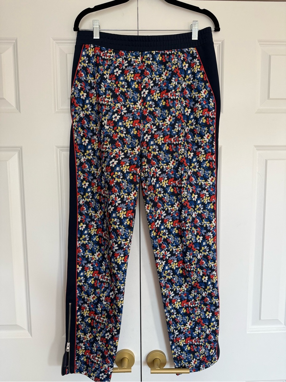 rag & bone Navy Floral Track Joggers with Side Zip